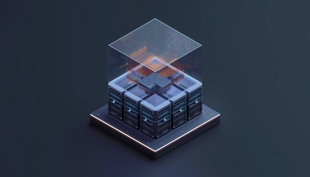 Isometric 3D illustration of cyber resilience digital twin and breach attack simulation sandbox architecture