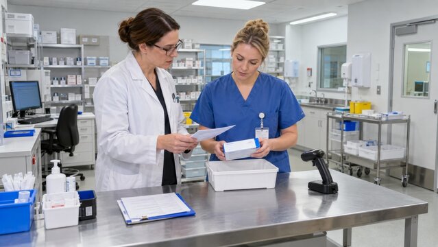 Medical Clinical Trial Research Team Analyzing Patient Data and Treatment Results