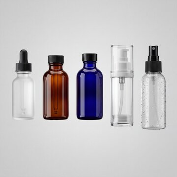 Commercial 3D CGI product presentation of 1. Botol & Dispenser (Bottles & Dispensers)
Frosted Glass Dropper Bottle
Material: Kaca Frosted + Karet Pipet
3D Shader Setup: Transmission = 1.0, Roughnes...