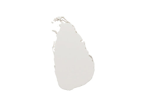 Minimalist 3D white Sri Lanka map silhouette on black background capturing professional cartography graphic for international business infographics and geography education.