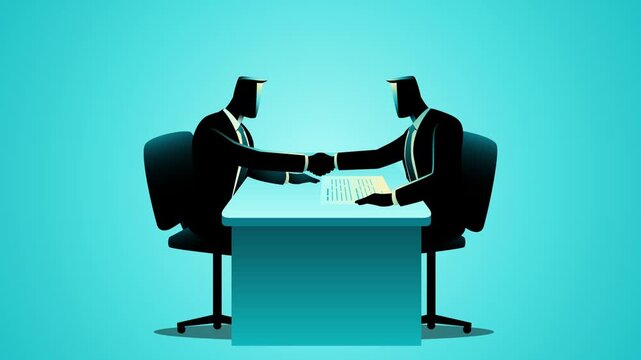Clean business silhouette style for corporate presentations, partnership agreements, contract signing, business negotiations, investment deals, consulting, sales, finance and professional services.