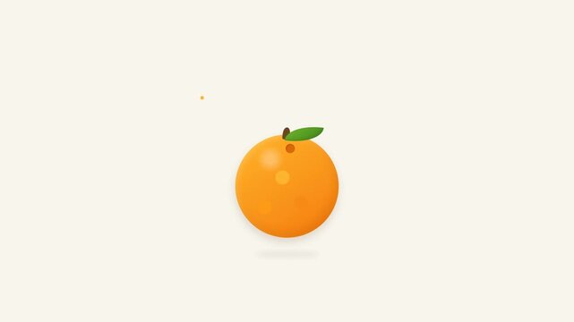 Minimalist orange fruit illustration with leaf on plain background