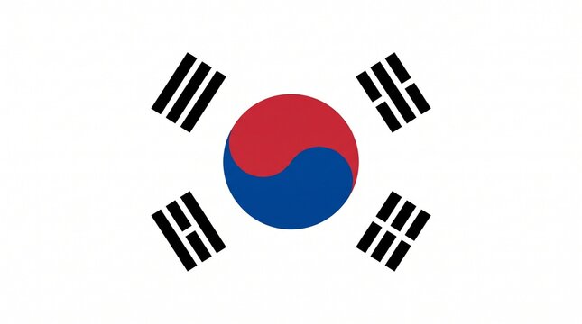 South Korea National Flag with Taegeuk and Trigrams