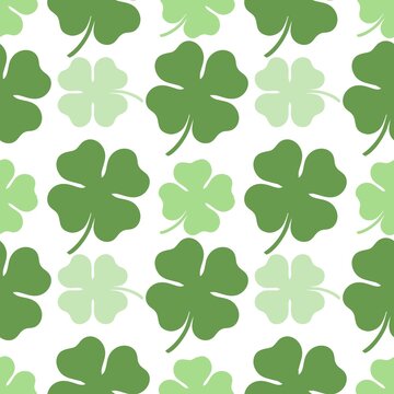 Large Scale Seamless Four-Leaf Clover Pattern Background
