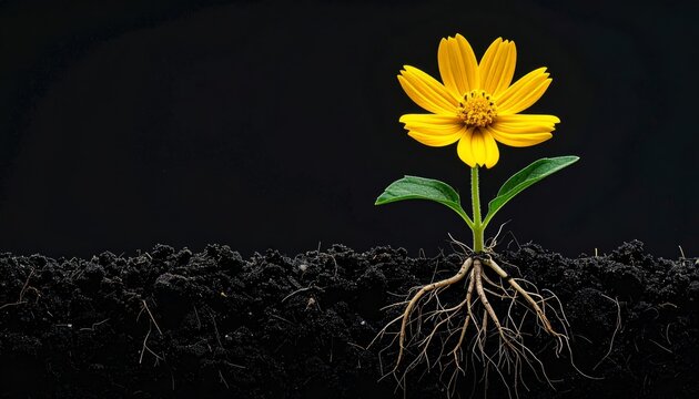 flower on black background