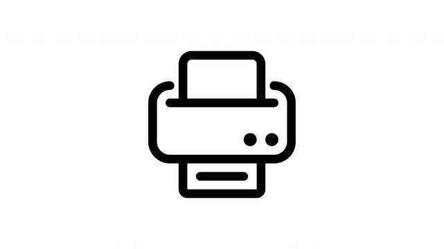 Printer outline icon looping animation, office document printing symbol motion graphic for business and technology presentation design use