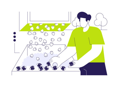 Hazelnuts production isolated cartoon vector illustrations.