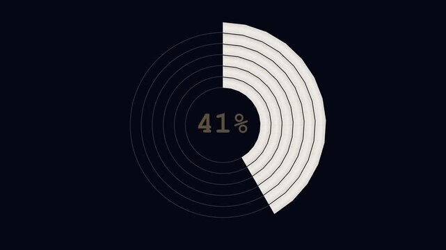 Progress Bar 41 Percent Circular Graphic with Concentric Rings on Dark Background