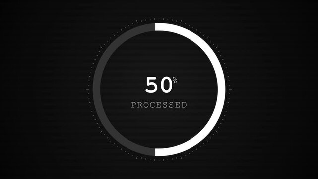 Circular Progress Bar Showing 50 Percent Processed on Dark Background