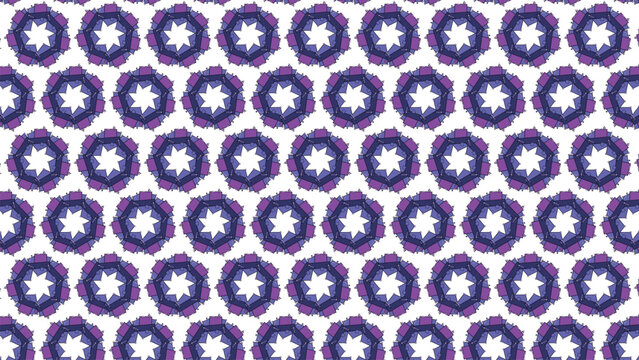 Seamless Geometric Floral Pattern in Purple and Blue