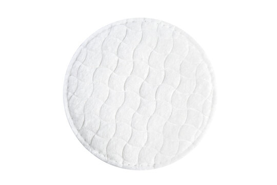 Round cotton pad for skin care use placed on a white background