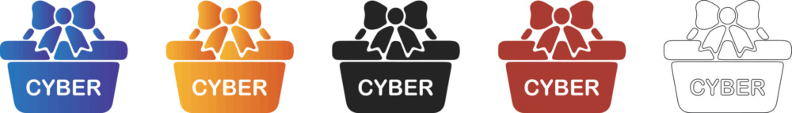 Cyber Monday shopping gift icon set