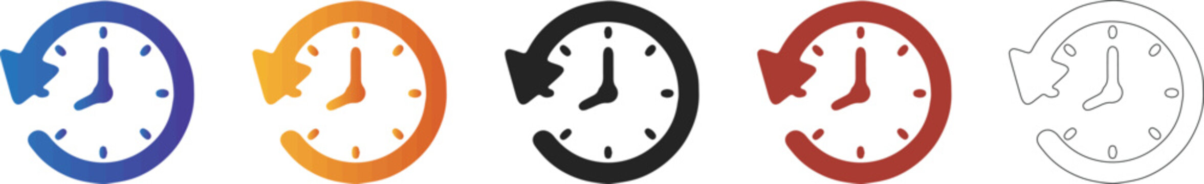 Time refresh and history clock icon set