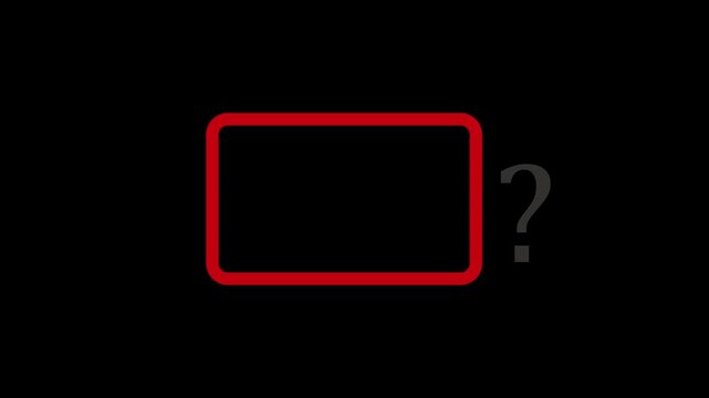 Red Rounded Rectangle Outline Frame Question mark Animation on Black Background