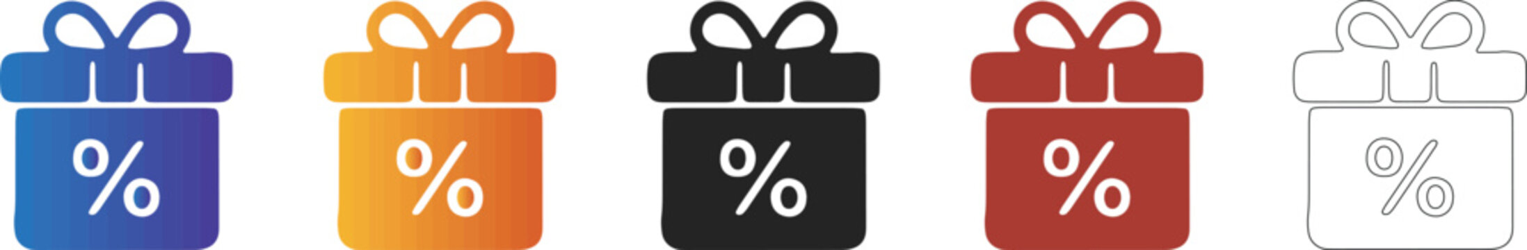 Percent gift box icon for holiday discount offers