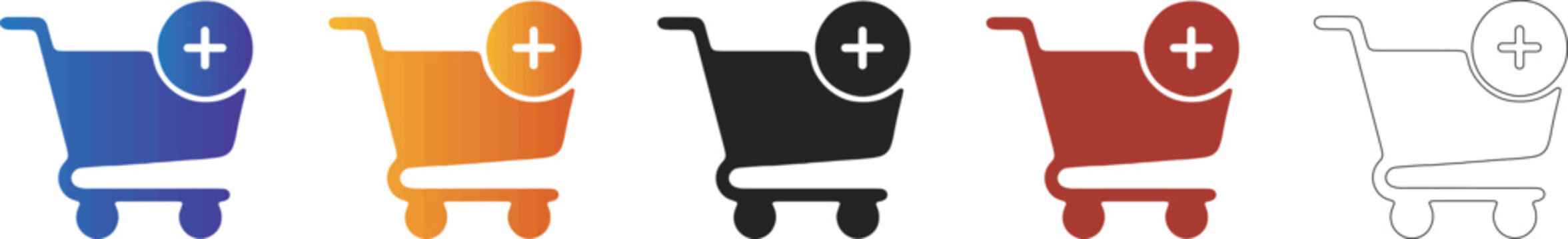 Shopping cart with plus symbol for adding items to order