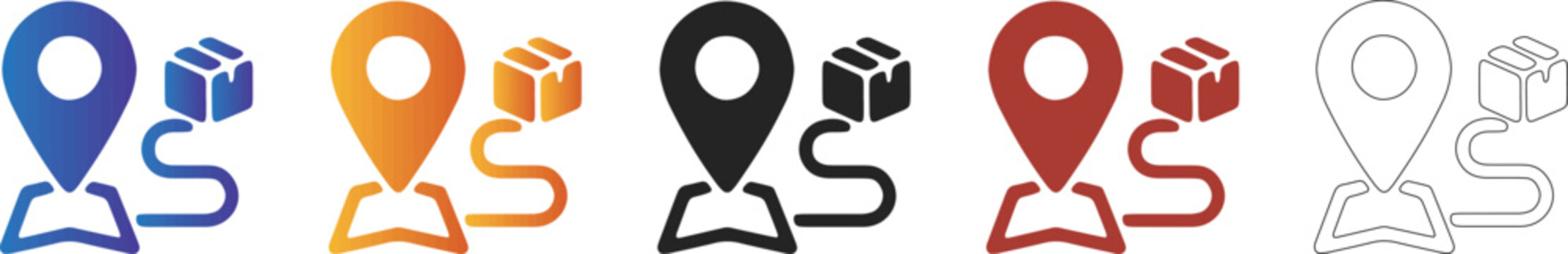 Delivery location pin with cardboard box icon