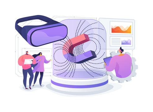 Physics Field Experiment VR abstract concept vector illustration.