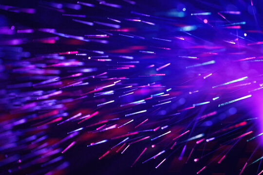 Glowing optical fiber transfers digital data in cyberspace
