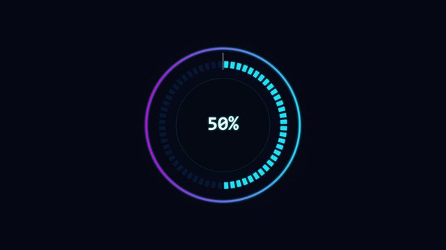 Circular Loading Bar with Percent Progress Indicator on Dark Background