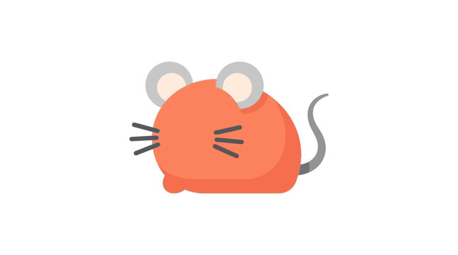 An orange cartoon mouse with rounded ears and whiskers is presented as a flat vector illustration on a white background rodent vermin