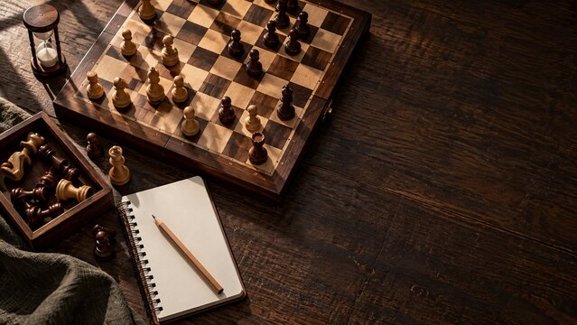 Chess Study Pieces Arranged for an Offline Strategy Session