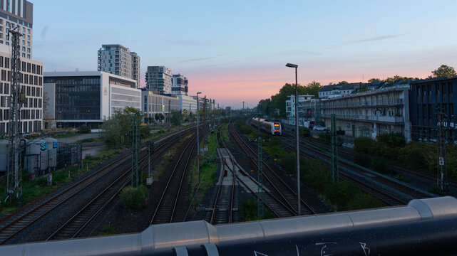 Urban Europe - View over the Rails at Duesseldorf Wehrhahn in the Morning