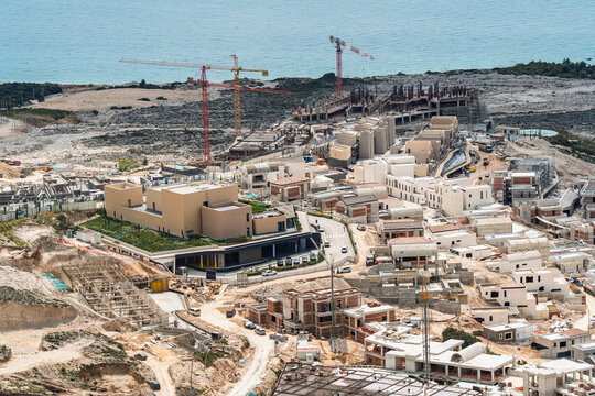 A new tourism compound undergoes construction on the Albanian coast