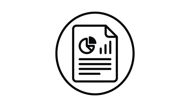 Financial report document vector graphic illustration featuring business charts and analytics inside circular badge