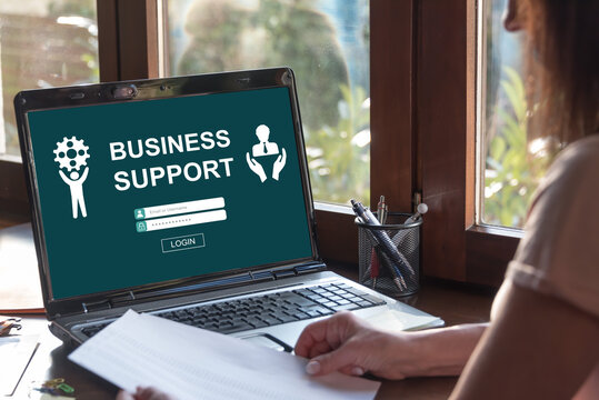 Business support concept on a laptop screen