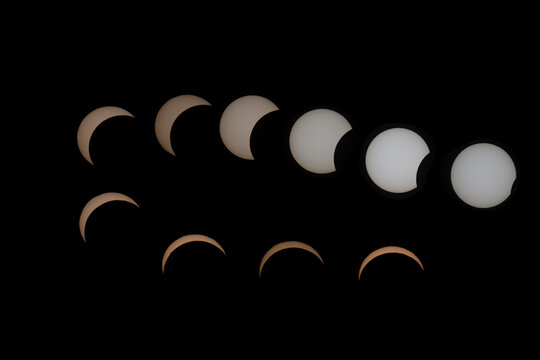 A composite image shows the phases of a solar eclipse in Germany