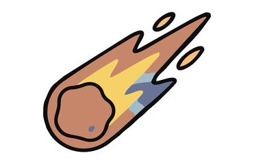 Falling meteorite comet with fire tail space flat vector illustration isolated on white background © fajarnf