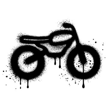 motorcycle graffiti with black spray paint.