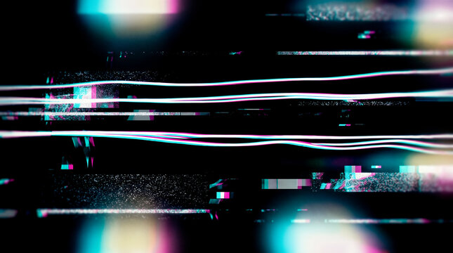 Glitch screen distortion lines monitor video error signal digital television static scanlines horizontal noise broadcast streak cyber failure system dark background effect