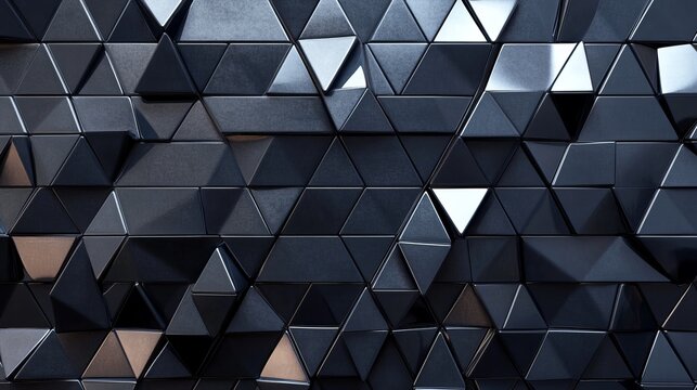 Dark geometric surface presenting abstract triangular design, modern concept for technology and luxury design elements