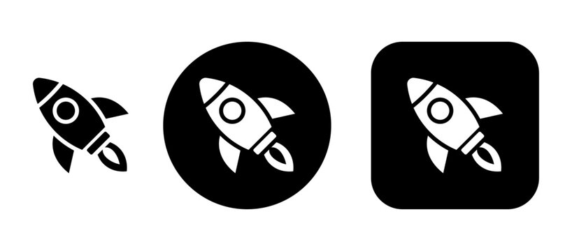 Rocket launch icon with startup, growth, success, innovation and business symbols for technology, marketing, entrepreneurship and achievement designs.