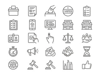 Election day voting icons set isolated on a transparent background © ratna