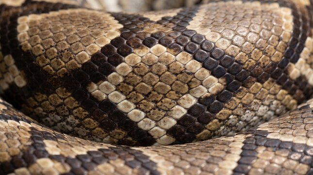 Macro View of Patterned Python Snake Skin Texture