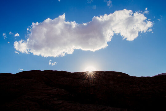 Sunset over rock formations at red Cliffs Desert State Park