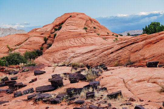 Red rock formations and desert landscape at red Cliffs Desert State