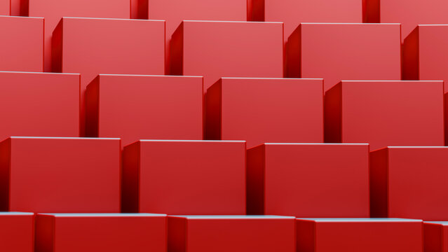 Stacked red rectangular blocks forming geometric abstract background