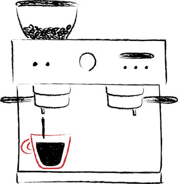 Coffee machine with coffee cup