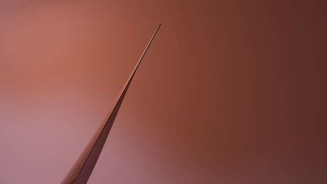 Abstract geometric sharp pointed metallic shape on brown gradient
