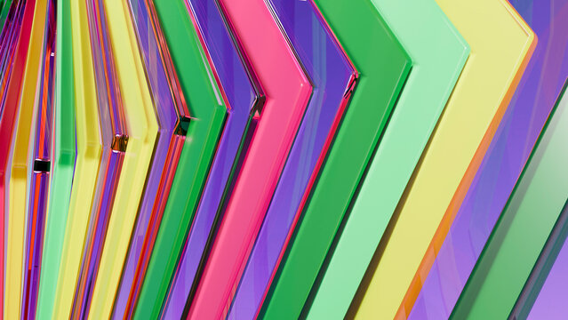 Colorful translucent arrows in diagonal pattern