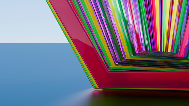 Colorful abstract pattern of shiny triangular shapes in perspective