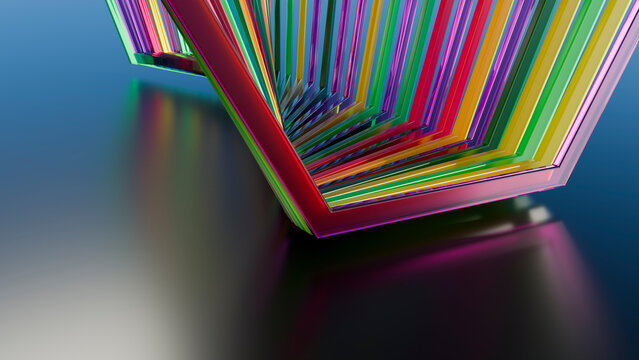 Colorful abstract geometric 3d illustration with transparent layers