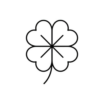 Four leaf clover lucky outline icon isolated on transparent background