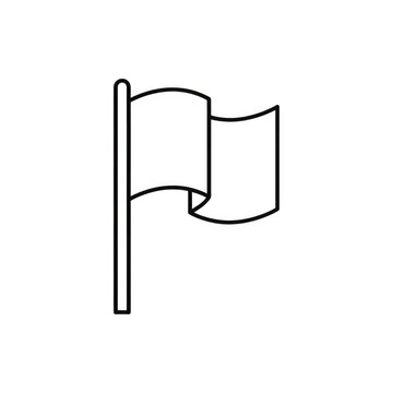 Waving flag on pole outline icon isolated on transparent background