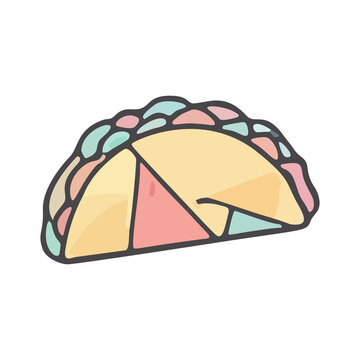 Cute pastel Mexican taco fast food vector illustration