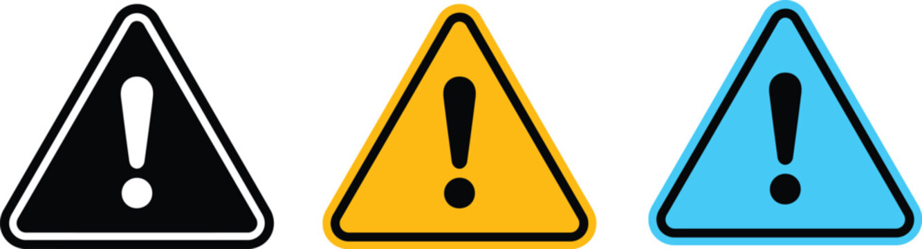Warning exclamation triangle icons in multiple color variations